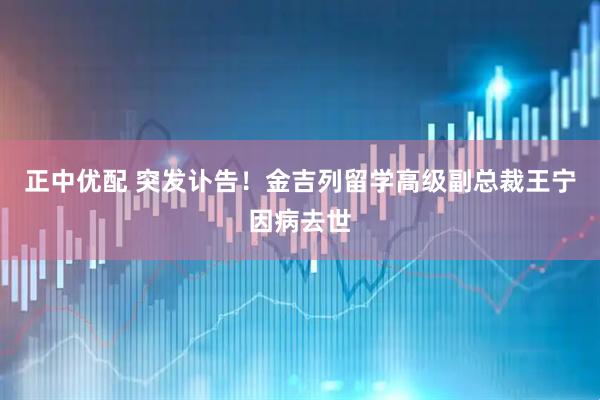 正中优配 突发讣告！金吉列留学高级副总裁王宁因病去世