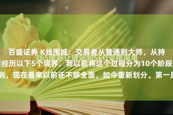 百盛证券 K线围城：交易者从普通到大师，从持续亏损到稳定盈利，要经历以下5个境界，我以前将这个过程分为10个阶段，前文可以翻到，现在看来以前还不够全面，如今重新划分。第一层境界：技术困局普通交易者通过学习...